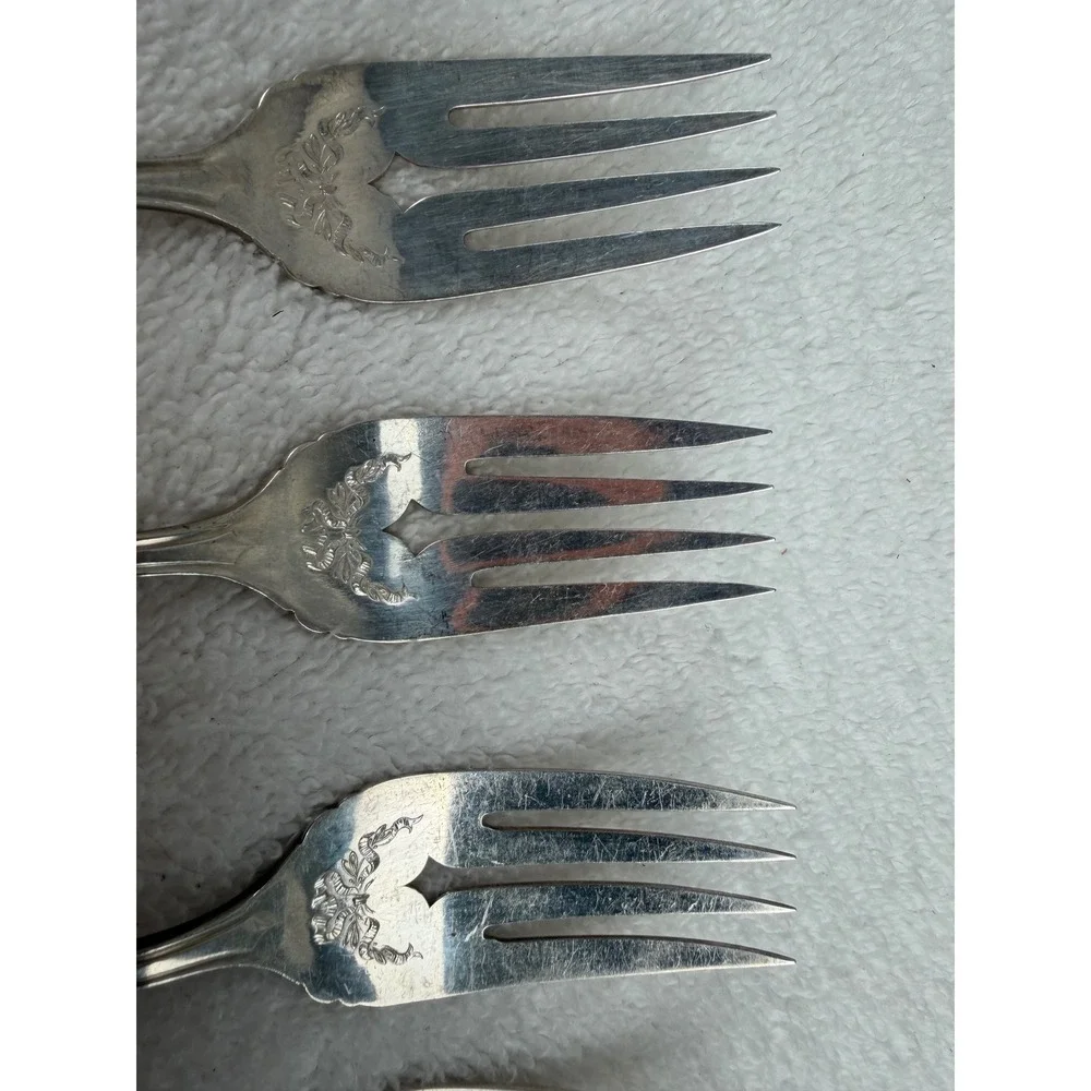 Oneida Community Par Plate 1915 bridal wreath Silverplate salad Forks Set of 5
